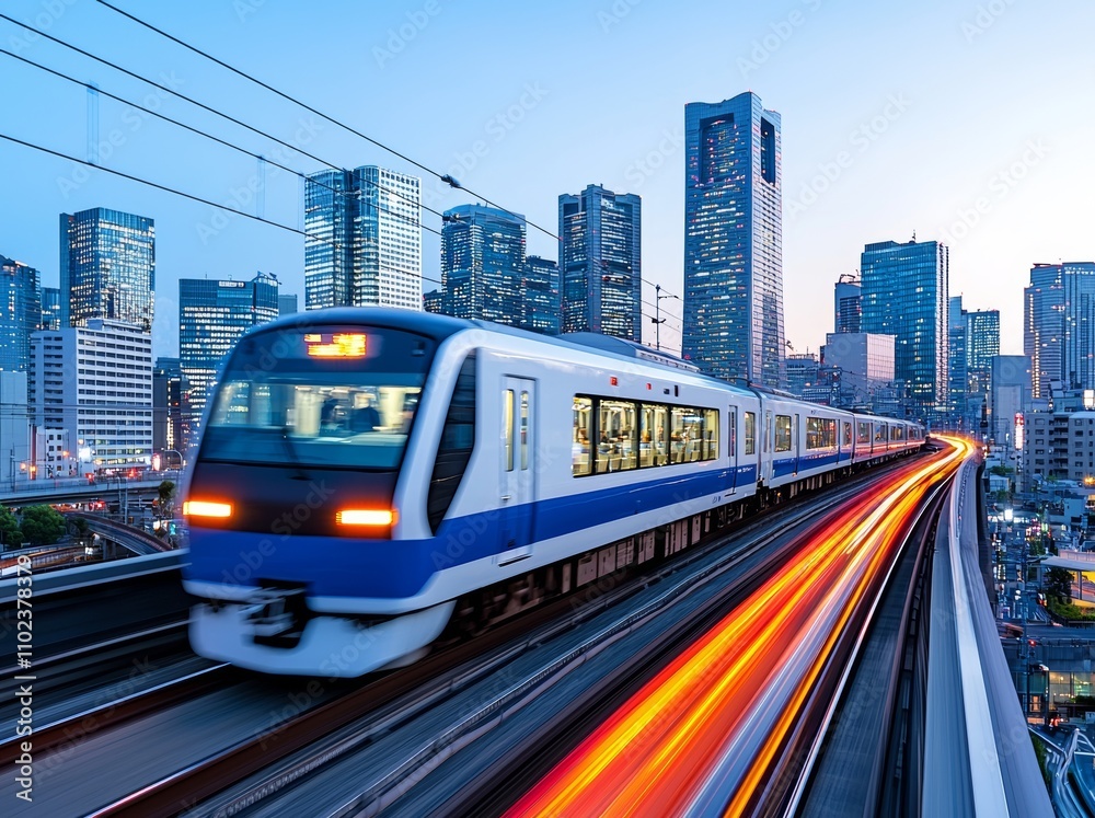 The train moving inside a tunnel in Tokyo, Japan, captured with motion blur. The train moving inside a tunnel in Tokyo, Japan, captured with motion blur.