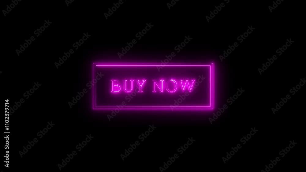 glowing pink Neon buy now text animation on black background. glowing pink Neon buy now text animation on black background.
