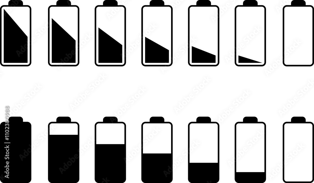 Battery charge level indicator. Battery Icon Set, Flat Battery Icon Illustration. Charge battery level icon. Battery charge level indicator. Battery Icon Set, Flat Battery Icon Illustration. Charge battery level icon.