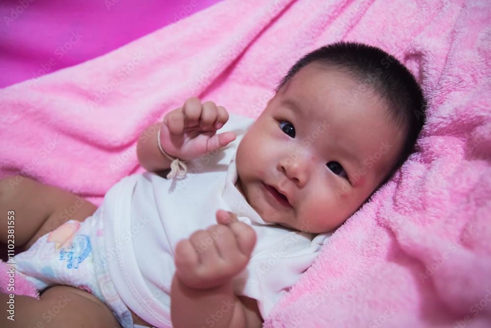 Cute baby sleeping on the bed Cute baby sleeping on the bed