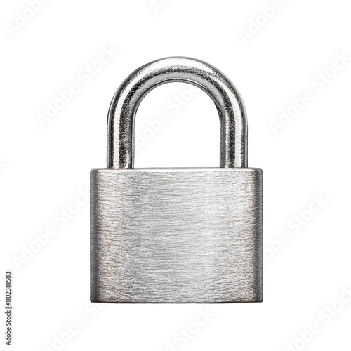 A metallic padlock with a smooth finish, symbolizing security and protection against unauthorized access. PNG on a transparent background.