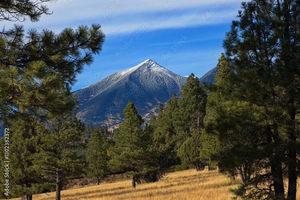 Scenic landscape view of San Francisco Peaks from Flagstaff, Arizona Scenic landscape view of San Francisco Peaks from Flagstaff, Arizona