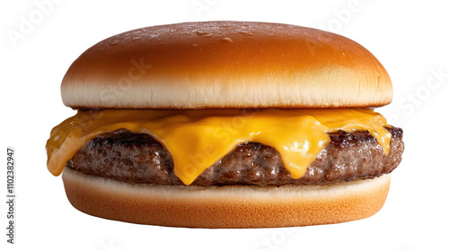 Delicious cheeseburger with juicy patty. transparent background