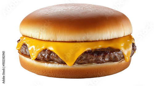Delicious cheeseburger with melted cheese. transparent background