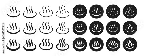 Set of hot spring icons of various shapes