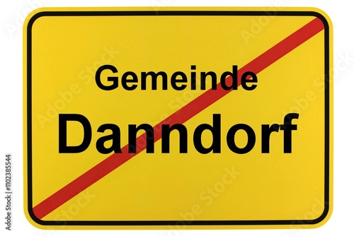 Illustration eines Ortsschildes der Gemeinde Danndorf in Niedersachsen