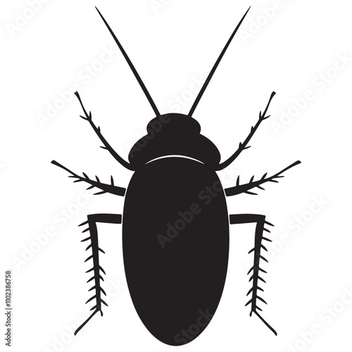 Cockroach Silhouette Vector Illustration, Black Cockroach Silhouette Icon Set, Creepy Cockroach Silhouette on White Background.