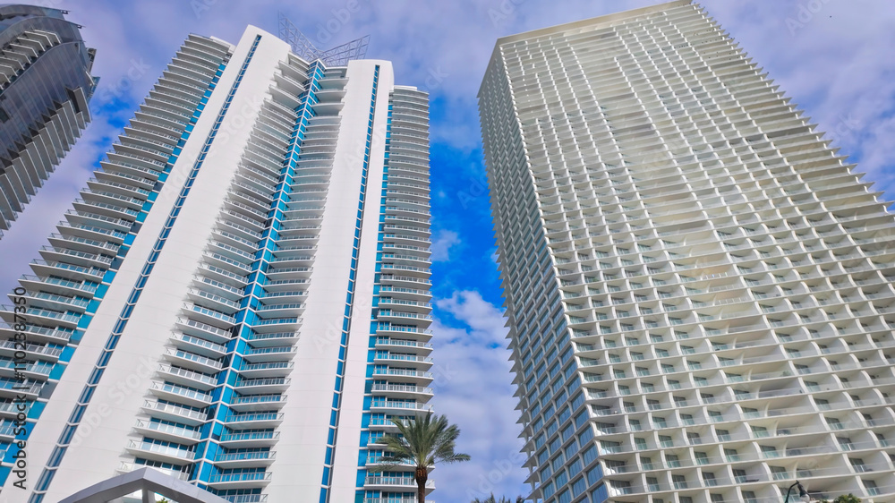 Iconic high-rise buildings and luxury apartments in Miami Beach Florida Iconic high-rise buildings and luxury apartments in Miami Beach Florida
