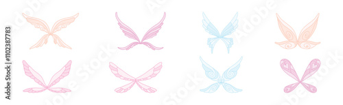 Different Fairy Wings of Butterfly of Various Shape Vector Set