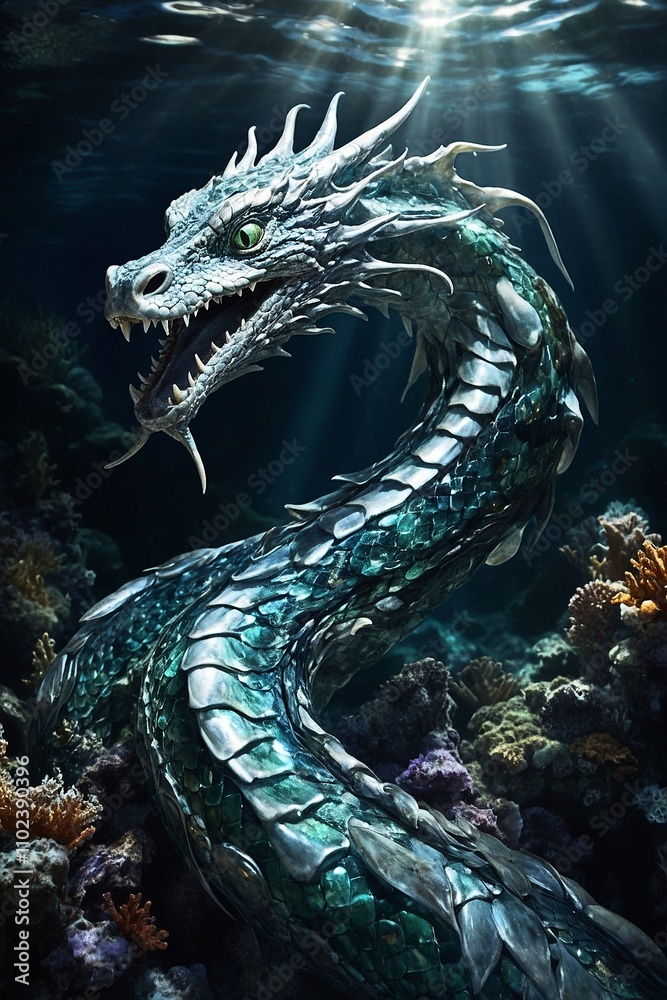A gracefully undulating sea serpent A gracefully undulating sea serpent