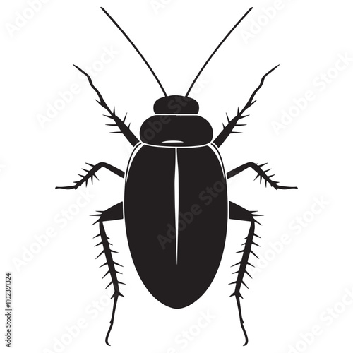 Cockroach Silhouette Vector Illustration, Black Cockroach Silhouette Icon Set, Creepy Cockroach Silhouette on White Background.