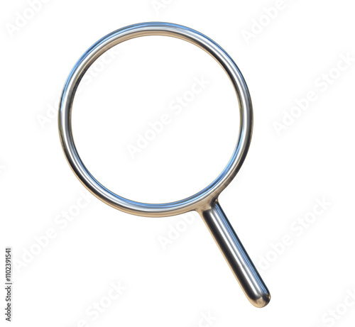 Silver magnifying glass icon isolated on png transparent background.
