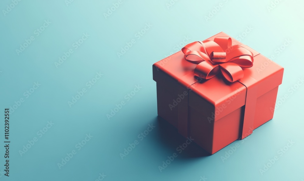 Red Christmas Gift Box on Minimal Background Red Christmas Gift Box on Minimal Background