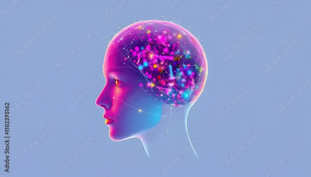 Digital vibrant head on a transparent background Digital vibrant head on a transparent background
