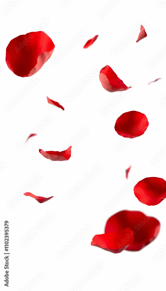 Floating Red Rose Petals Isolated on Transparent Background for Creative Designs. Floating Red Rose Petals Isolated on Transparent Background for Creative Designs.