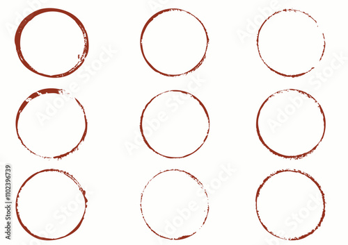 Grunge vector circles. Brush strokes set, hand drawn, vector isolated.