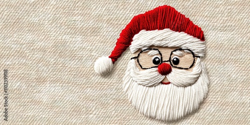 Ultra-detailed embroidered christmas santa claus realistic embroidery texture,