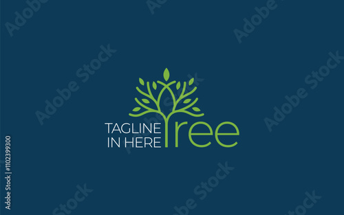 Word mark logo icon formed tree symbol in letter t with green color