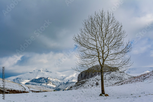 snow covered mountains, Cantabria. Spain photo