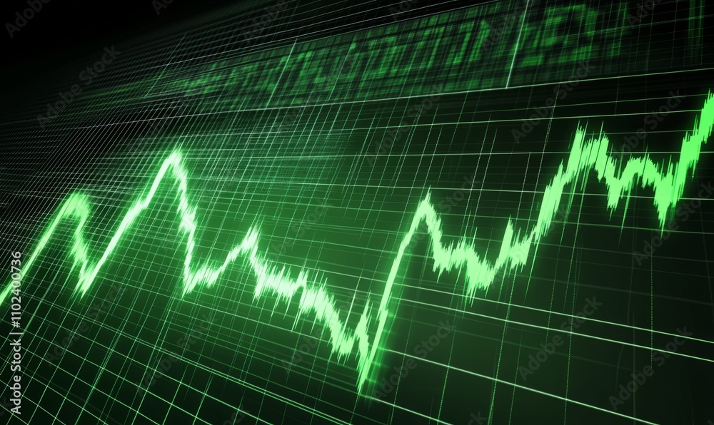 Green Upward Trend Line on a Stock Market Chart Green Upward Trend Line on a Stock Market Chart