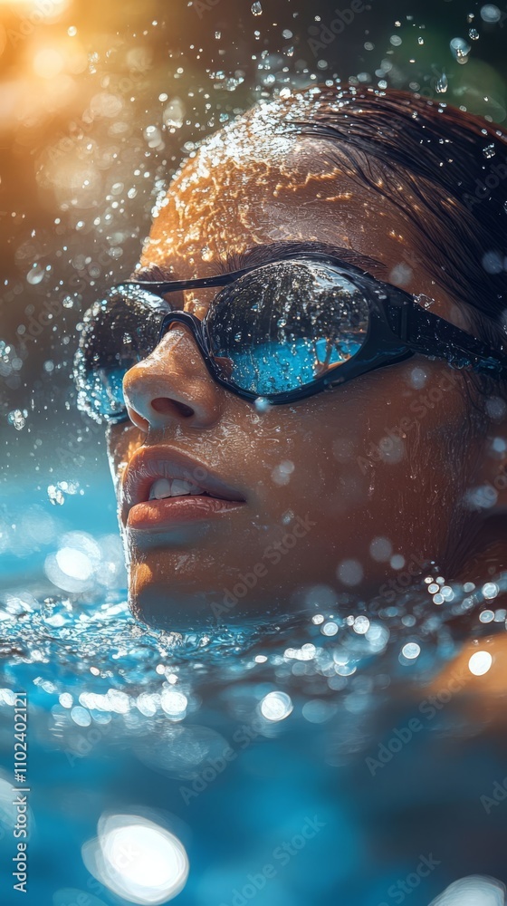 Young woman swimming in pool. Young woman swimming in pool.