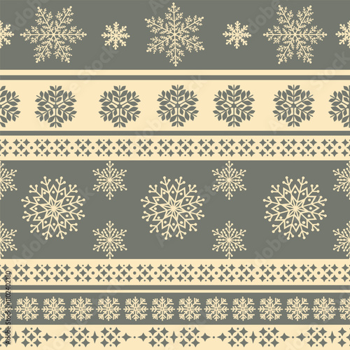 Christmas seamless ornamental pattern on grey background