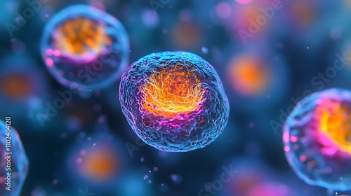 Microscope closeup showing human cell cultures under analysis