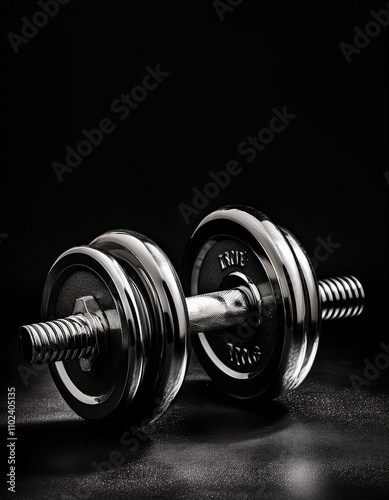 Wallpaper Mural Chrome dumbbell on dark background. Fitness and strength training concept. Torontodigital.ca