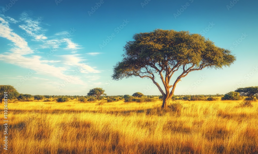 sprawling savannah with acacitrees under clear sky the ozone layer protecting the vibrant ecosystem sprawling savannah with acacitrees under clear sky the ozone layer protecting the vibrant ecosystem