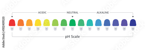 horizontal stripe ph scale. ph scale on white background