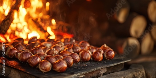 chestnuts roasting on open fire in a winter market