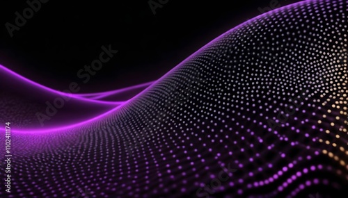 Futuristic Abstract Wave With Vibrant Purple Dotted Patterns and Flowing Design

