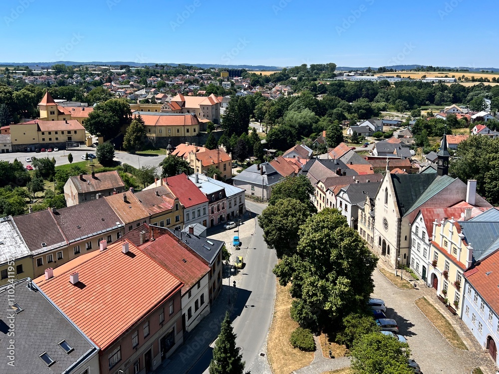 Obraz premium view from the church tower of a part of the Czech town of Polna