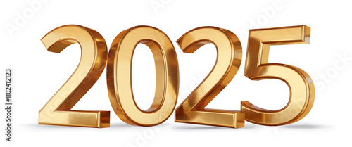 year 2025 golden symbol, 3d-illustration 