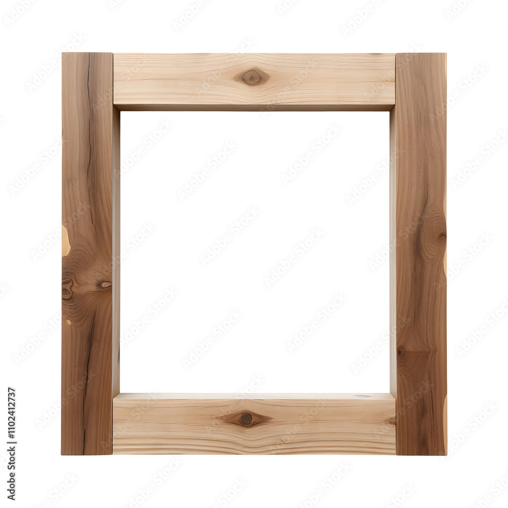 Wooden frame isolated on transparent background