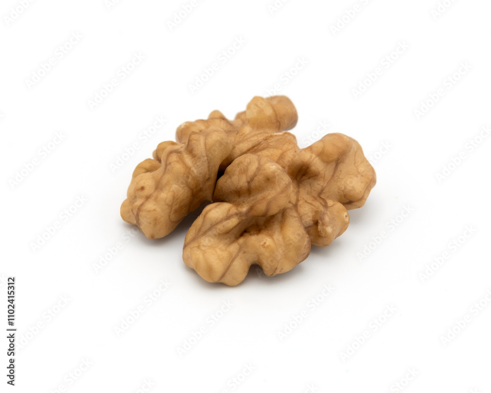 Walnut half on white background Walnut half on white background