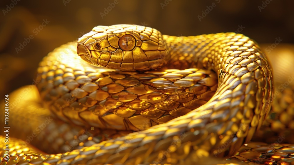 Obraz premium A golden snake made of gold