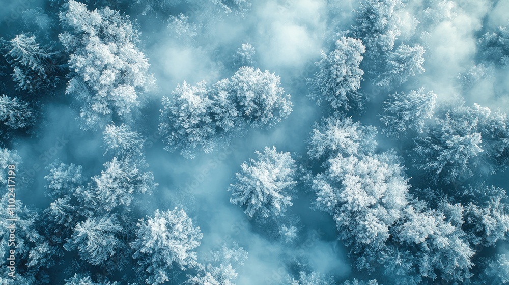 Winter Wonderland: Drone Shot of Snow-Covered Evergreen Trees After a Blizzard Winter Wonderland: Drone Shot of Snow-Covered Evergreen Trees After a Blizzard