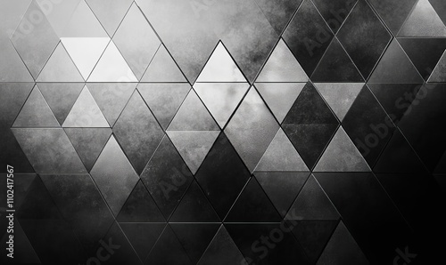 A black and white image of a tessellated holographic mosaic, emphasizing its geometric patterns and textures photo