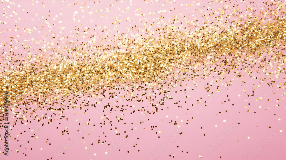 Golden sparkles on pink pastel trendy background. Festive backdrop for your projects. Golden sparkles on pink pastel trendy background. Festive backdrop for your projects.