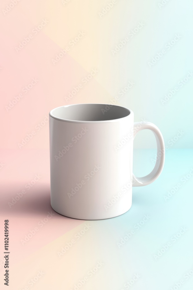 A simple white ceramic mug on a soft gradient background, perfect for showcasing designs. A simple white ceramic mug on a soft gradient background, perfect for showcasing designs.