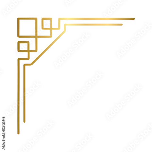 Golden geometric corners frames doodle.  Vintage decorative angle border, Wedding design elements, decoration. Hand drawn vector illustration isolated on a transparent background
