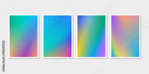Cover gradient design set mesh gradation violet colorful background template with fluid mesh colorful background