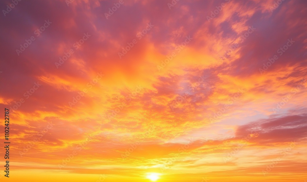 sunrise paints the sky with vibrant hues of orange and pink, casting a golden glow over the landscape