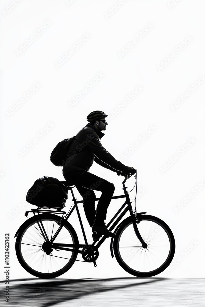A male cyclist rides in silhouette against a bright, minimalistic background, showcasing active lifestyle and freedom. A male cyclist rides in silhouette against a bright, minimalistic background, showcasing active lifestyle and freedom.