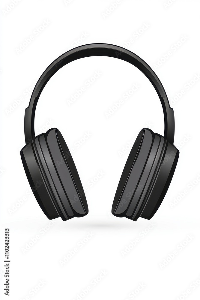 Fototapeta premium Stylish black over-ear headphones on a white background, perfect for music lovers and audio enthusiasts.