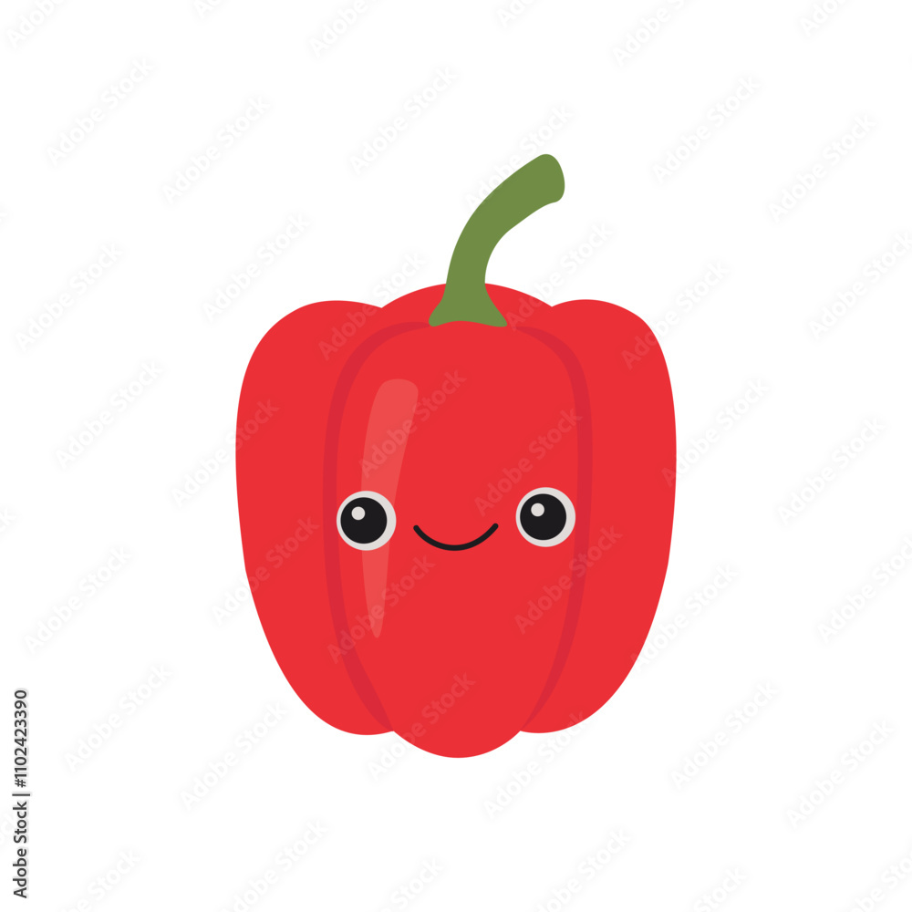 Cute red pepper with smiling face. Cute red pepper with smiling face.