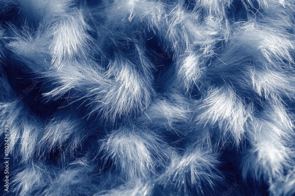 Obraz premium Gentle strands of soft fibers intertwine in a soothing blue palette, evoking a sense of tranquility and warmth ideal for artistic exploration and cozy settings