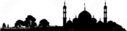 Orientalisches Gebäude Vektor Silhouette - Bauwerk mit Geschichte - Religion und Glaube - Natur und Landschaft