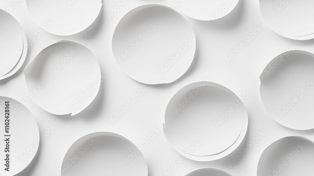 Realistic white round stickers with curved corners, ideal for mockups Realistic white round stickers with curved corners, ideal for mockups